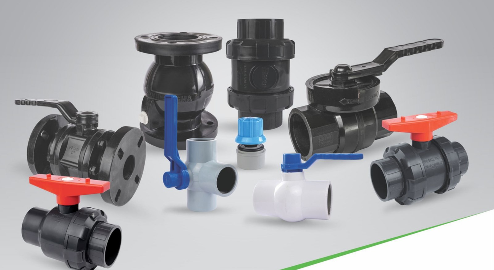 The FLOTEC and Sigma valve family: double union, flanged, non-return, three way and solid ball valves